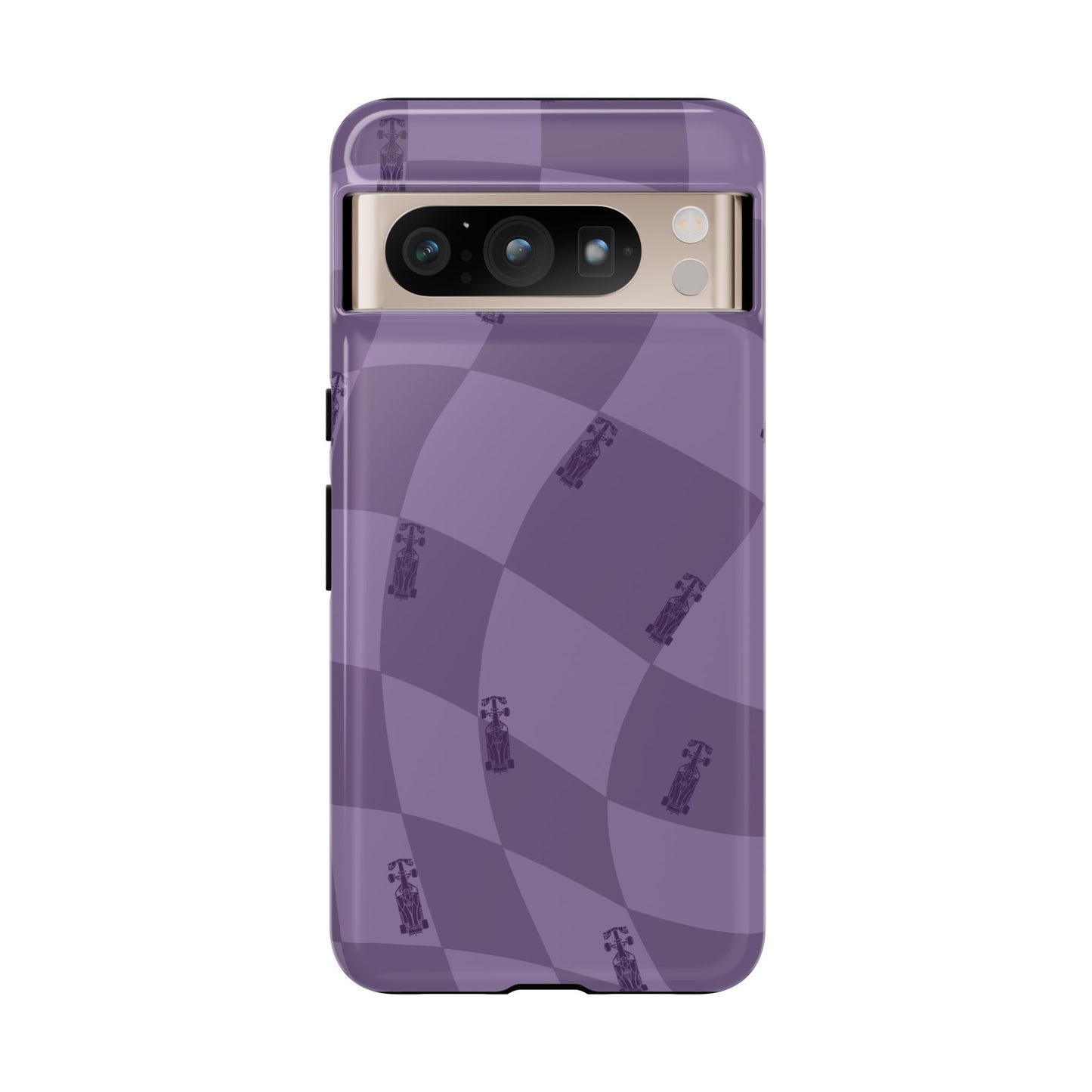 F1 Phone Case Purple Checkered Design, Trendy F1 Gift, Formula 1 Gift, Cute F1 Phone Case, Unique Formula One Phone Case