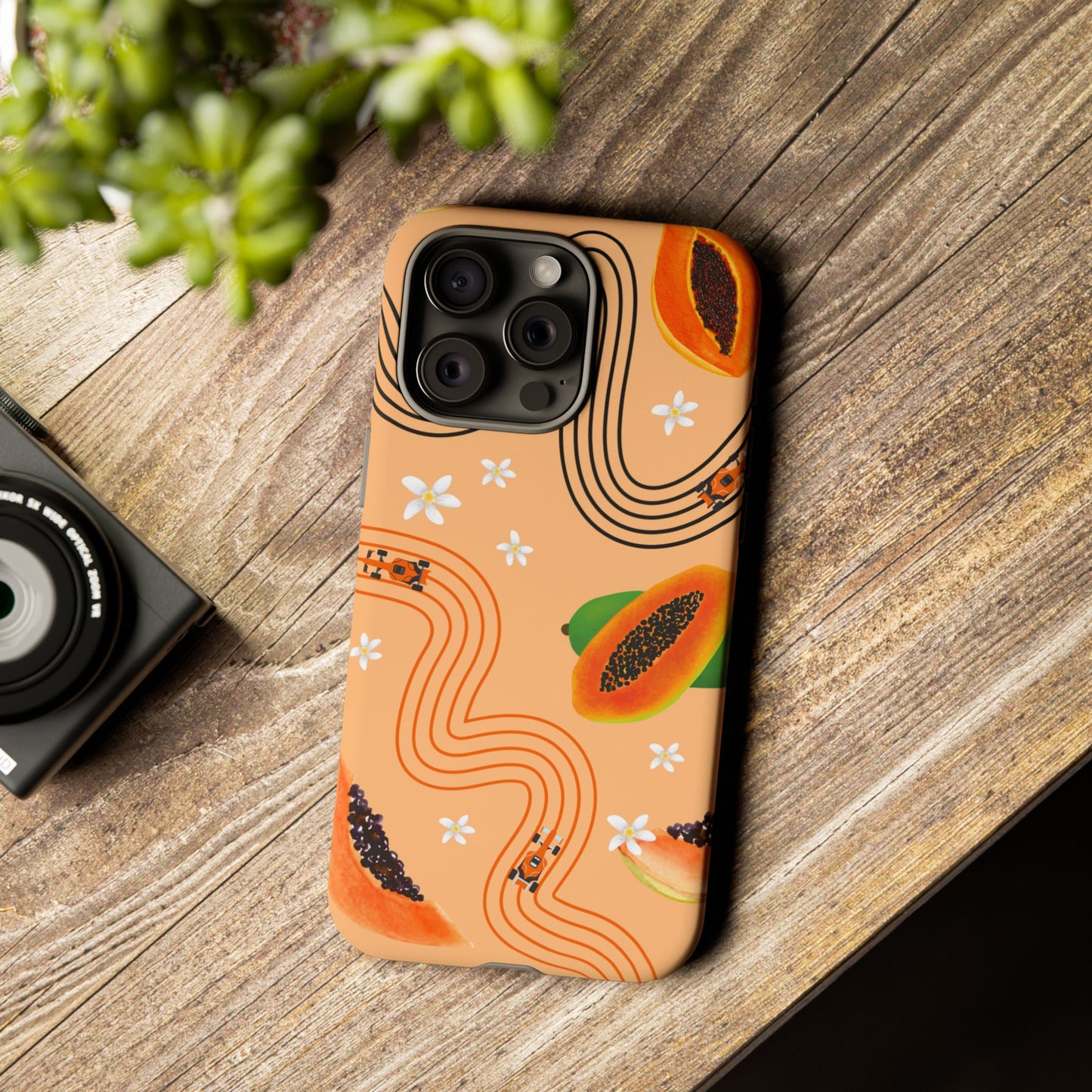 Orange F1 McLaren and Papaya Phone Case, Trendy F1 Gift, Formula 1 Gift, Cute Fruit F1 Phone Case, Unique Phone Case