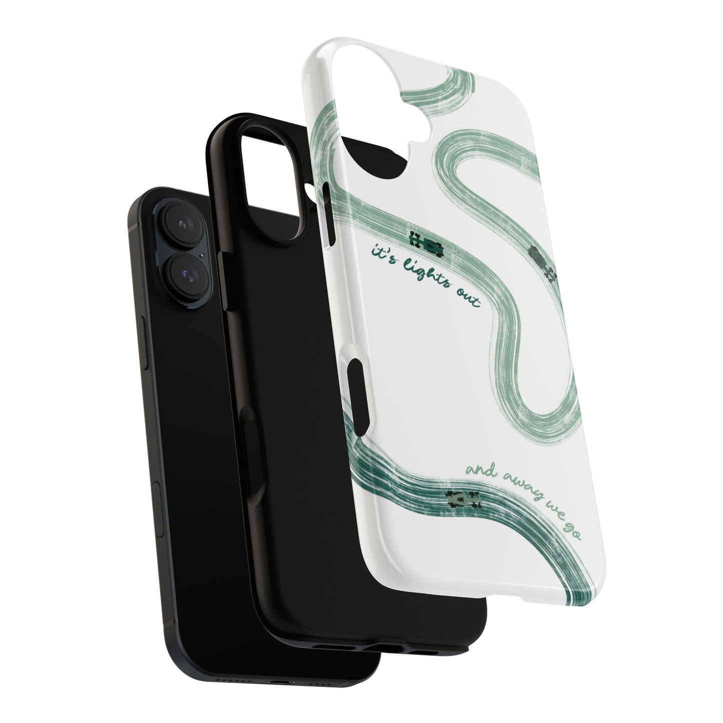 F1 Phone Case Green Painted "its lights out and away we go", Trendy F1 Gift, Formula 1 Gift, Cute F1 Phone Case, Gift for F1 Fans
