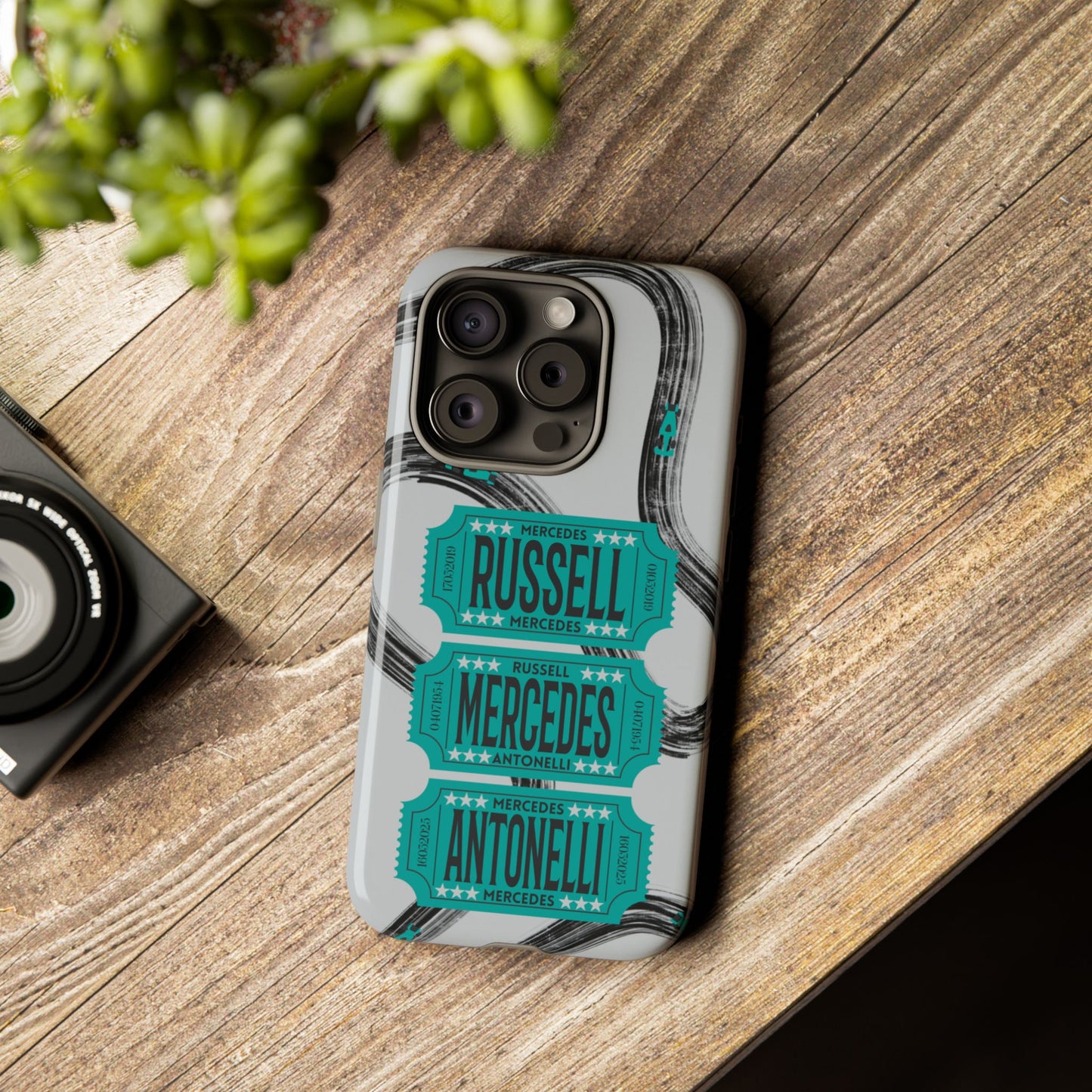 Mercedes F1 Phone Case Painted Ticket Stubs, Trendy F1 Gift, Formula 1 Gift, Cute F1 Phone Case