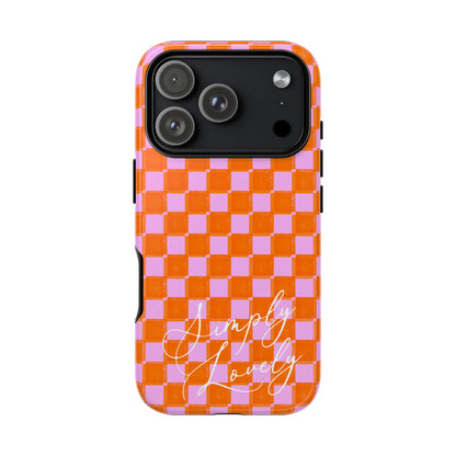 Simply Lovely Orange and Pink Checkered F1 Phone Case Design, Trendy F1 Gift, Formula 1 Gift, Cute F1 Phone Case