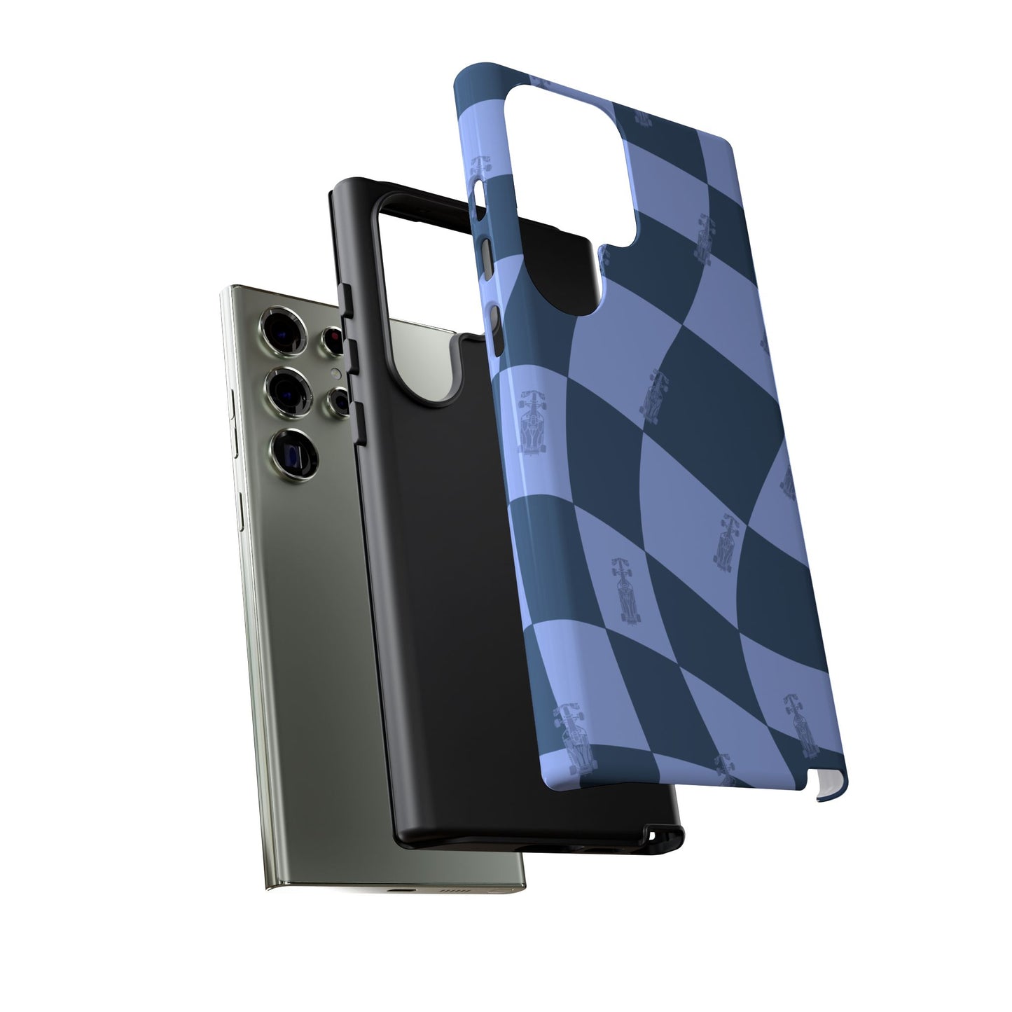 F1 Phone Case Blue Checkerboard Design, Trendy F1 Gift, Formula 1 Gift, Cute F1 Phone Case, Unique Formula One Phone Case