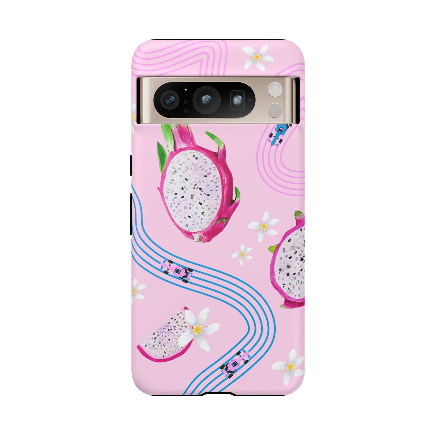 Pink F1 Alpine and Dragonfruit Phone Case, Trendy F1 Gift, Formula 1 Gift, Cute Fruit F1 Phone Case, Unique Phone Case