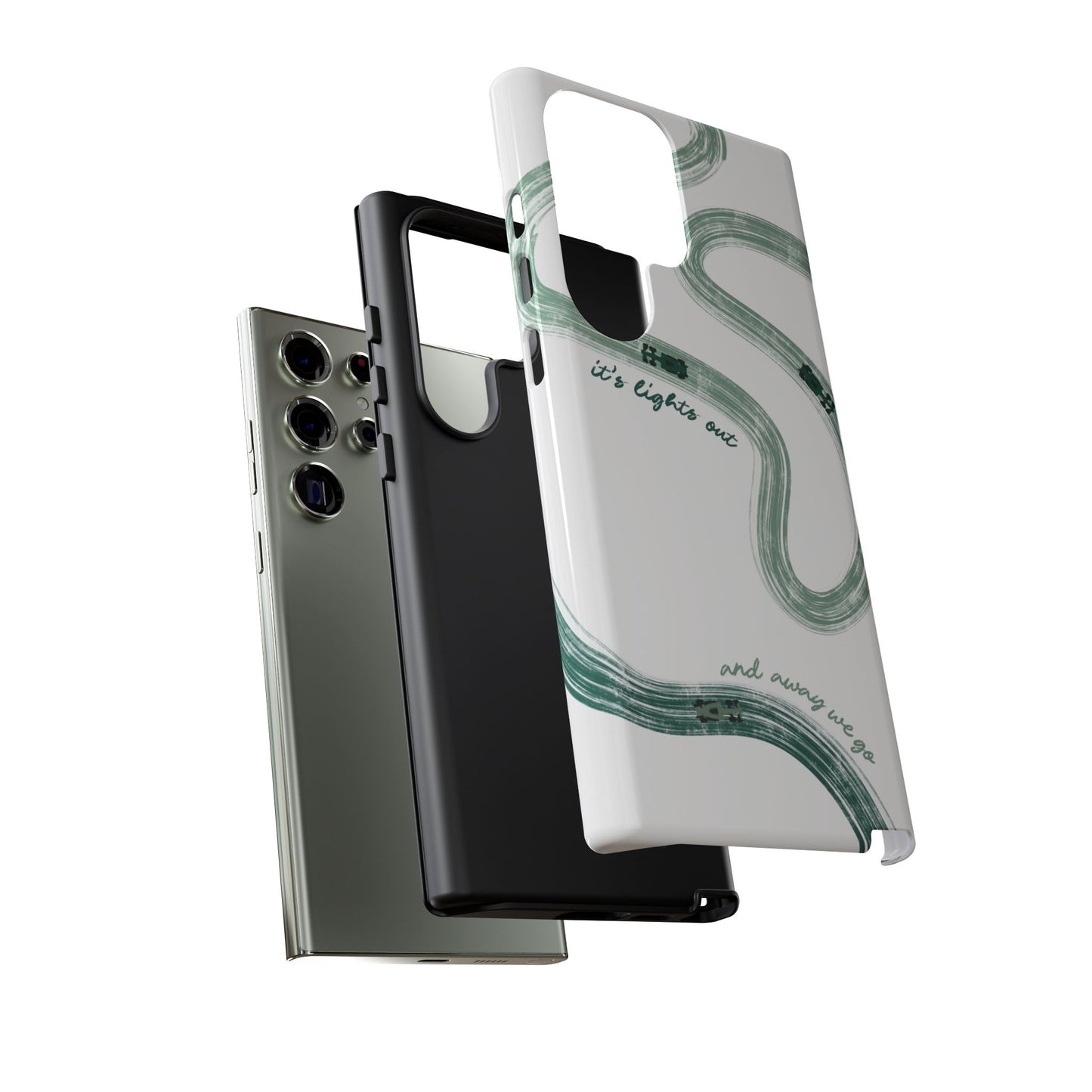F1 Phone Case Green Painted "its lights out and away we go", Trendy F1 Gift, Formula 1 Gift, Cute F1 Phone Case, Gift for F1 Fans