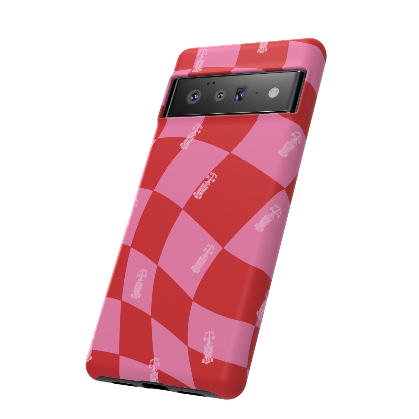 F1 Phone Case Pink and Red Checkerboard Design, Trendy F1 Gift, Girly Formula 1 Gift, Cute F1 Phone Case, Unique Formula One Phone Case