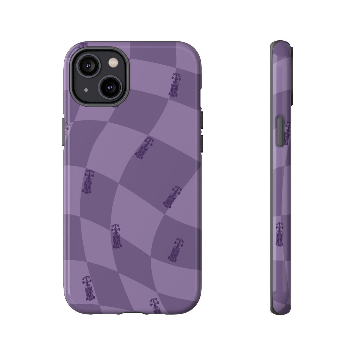 F1 Phone Case Purple Checkered Design, Trendy F1 Gift, Formula 1 Gift, Cute F1 Phone Case, Unique Formula One Phone Case