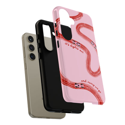 F1 Phone Case Pink and Red Painted "its lights out and away we go", Trendy F1 Gift, Formula 1 Gift, Cute F1 Phone Case, Unique Phone Case