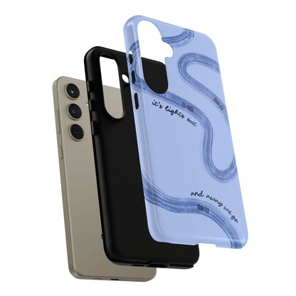 F1 Phone Case Monochrome Blue Painted "its lights out and away we go", Trendy F1 Gift, Formula 1 Gift, Cute F1 Phone Case, Phone Case