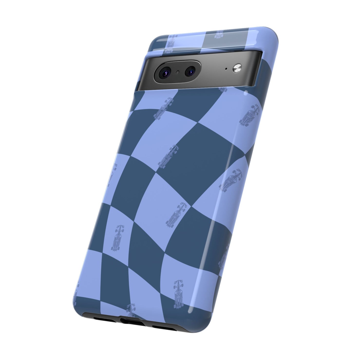 F1 Phone Case Blue Checkerboard Design, Trendy F1 Gift, Formula 1 Gift, Cute F1 Phone Case, Unique Formula One Phone Case