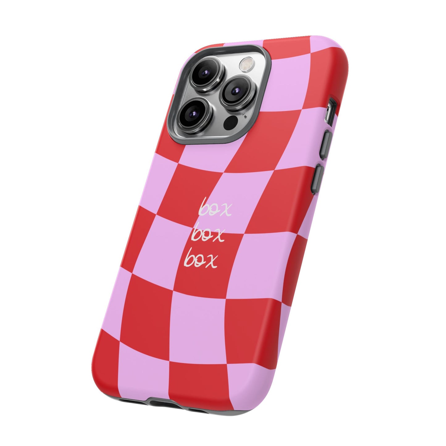 Pink and Red Checkered F1 Phone Case, Box Box Box F1 Phone Case