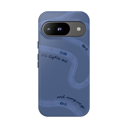 F1 Phone Case Monochrome Dark Blue Painted "its lights out and away we go", Trendy F1 Gift, Formula 1 Gift, Cute F1 Phone Case, Phone Case