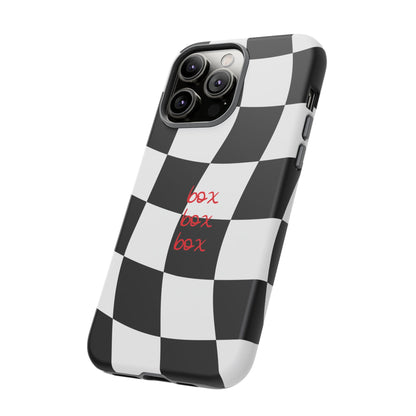 Black and Red Checkered F1 Phone Case, Box Box Box F1 Phone Case