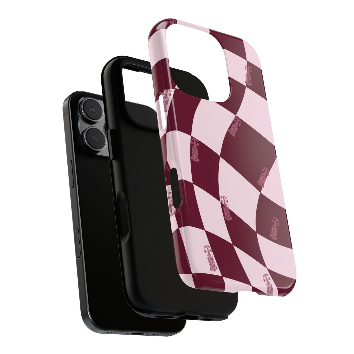 F1 Phone Case Pink Checkered Design, Trendy F1 Gift, Formula 1 Gift, Cute F1 Phone Case, Unique Formula One Phone Case