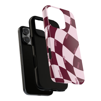 F1 Phone Case Pink Checkered Design, Trendy F1 Gift, Formula 1 Gift, Cute F1 Phone Case, Unique Formula One Phone Case