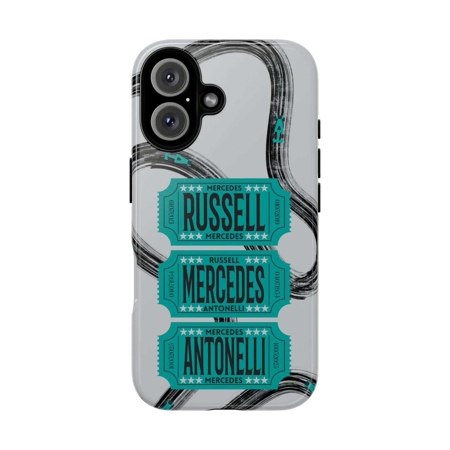 Mercedes F1 Phone Case Painted Ticket Stubs, Trendy F1 Gift, Formula 1 Gift, Cute F1 Phone Case