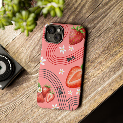 Red F1 Audi and Strawberries Phone Case, Trendy F1 Gift, Formula 1 Gift, Cute Fruit F1 Phone Case, Unique Phone Case