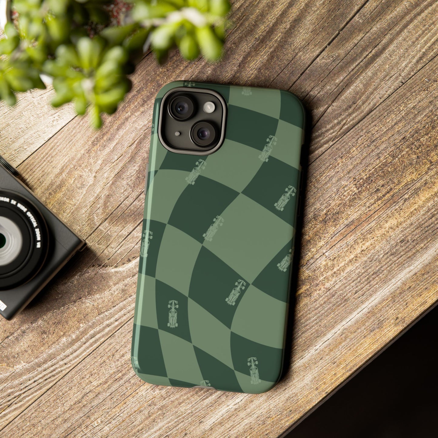 F1 Phone Case Green Checkerboard Design, Trendy F1 Gift, Formula 1 Gift, Cute F1 Phone Case, Unique Formula One Phone Case