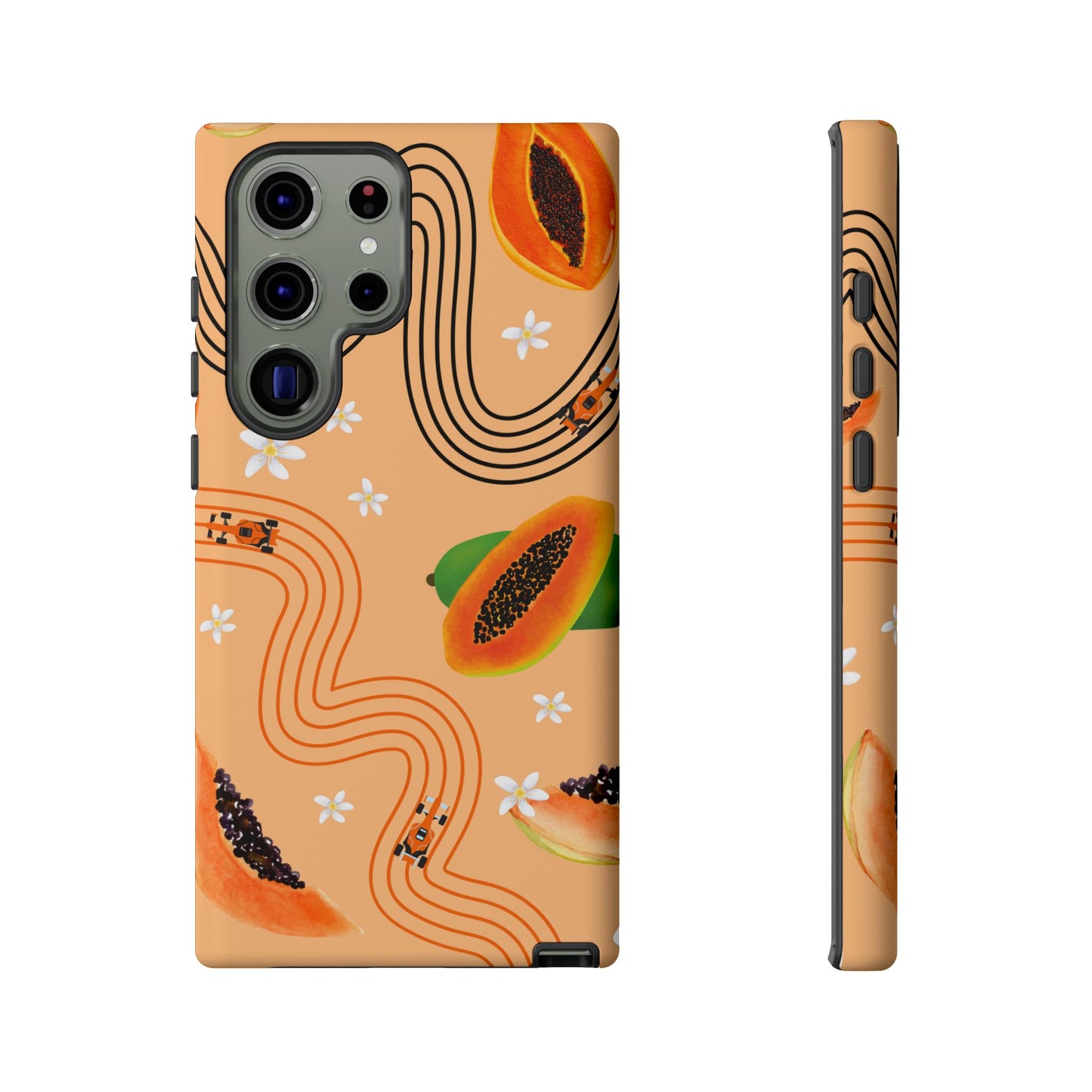 Orange F1 McLaren and Papaya Phone Case, Trendy F1 Gift, Formula 1 Gift, Cute Fruit F1 Phone Case, Unique Phone Case