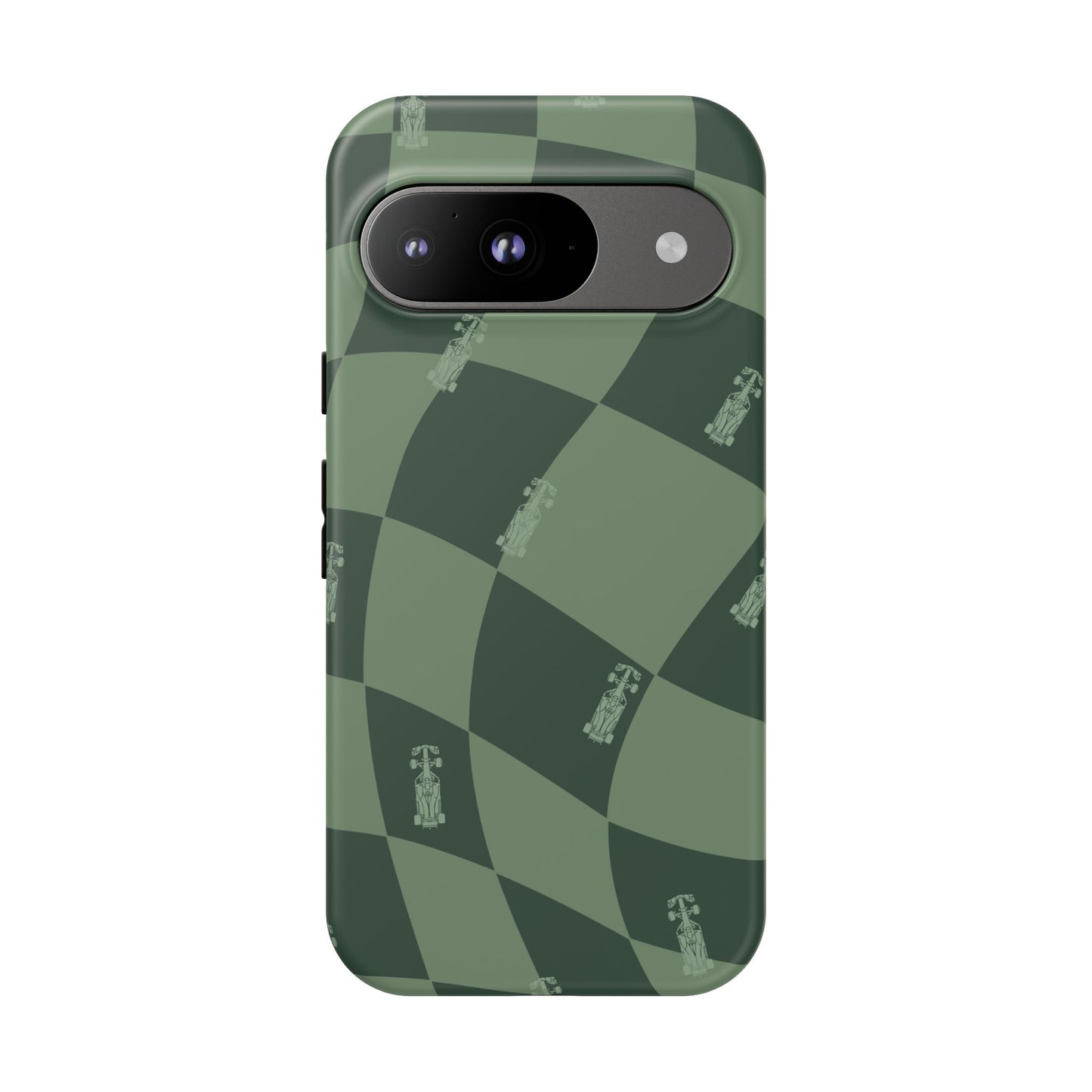 F1 Phone Case Green Checkerboard Design, Trendy F1 Gift, Formula 1 Gift, Cute F1 Phone Case, Unique Formula One Phone Case