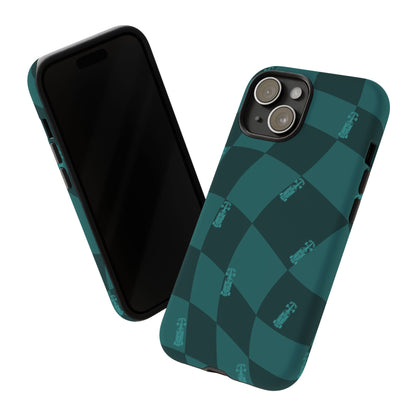 F1 Phone Case Teal Checkered Design, Trendy F1 Gift, Formula 1 Gift, Cute F1 Phone Case, Unique Formula One Phone Case