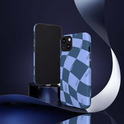 F1 Phone Case Blue Checkerboard Design, Trendy F1 Gift, Formula 1 Gift, Cute F1 Phone Case, Unique Formula One Phone Case