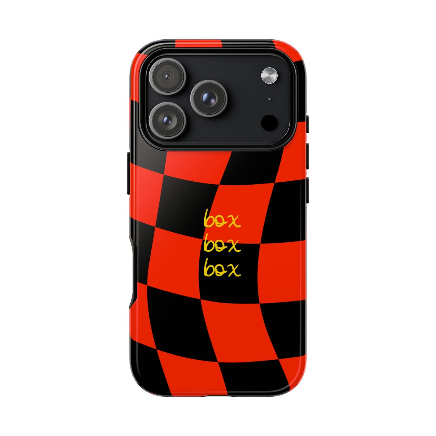 F1 Ferrari Black and Red Checkered Phone Case, Box Box Box F1 Phone Case