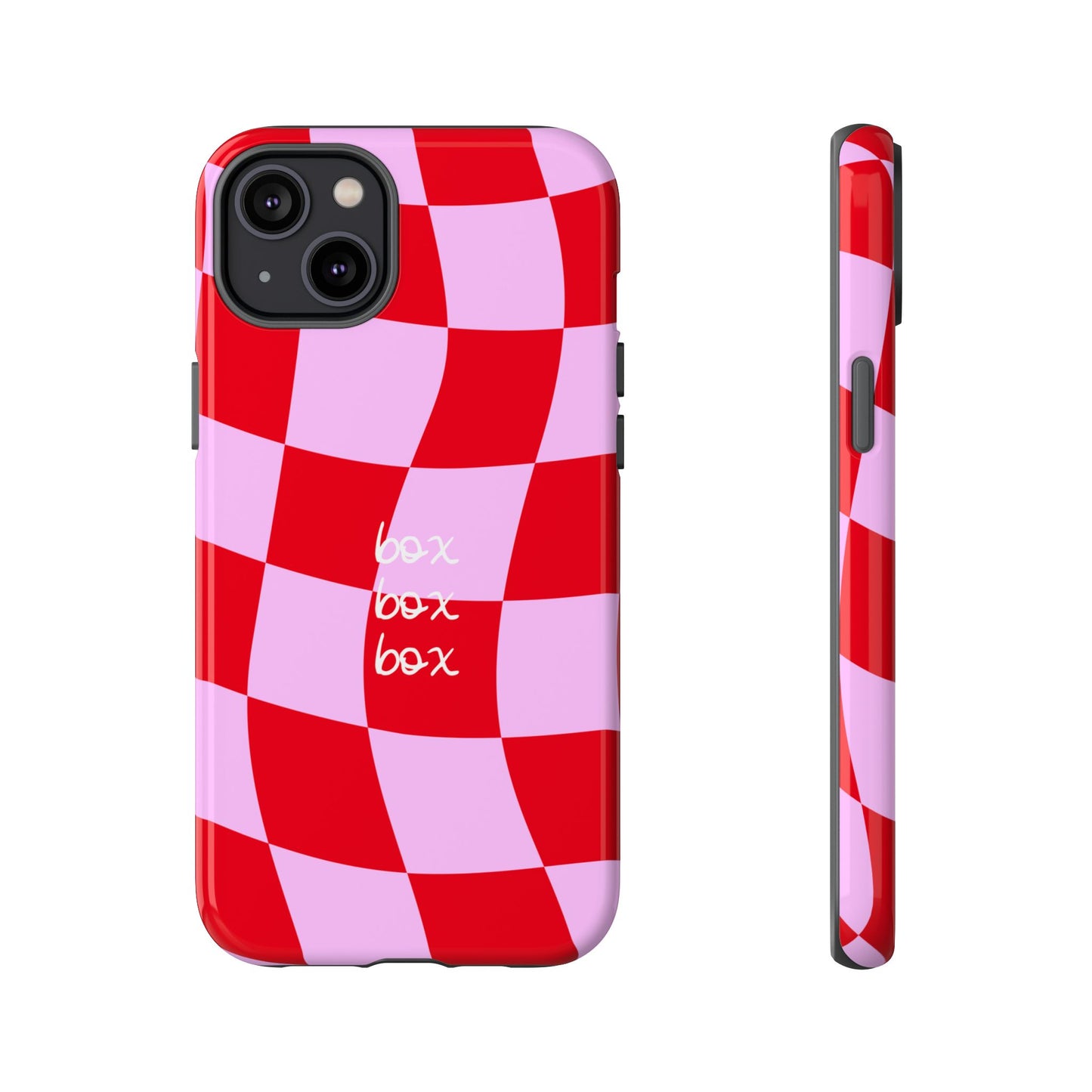 Pink and Red Checkered F1 Phone Case, Box Box Box F1 Phone Case