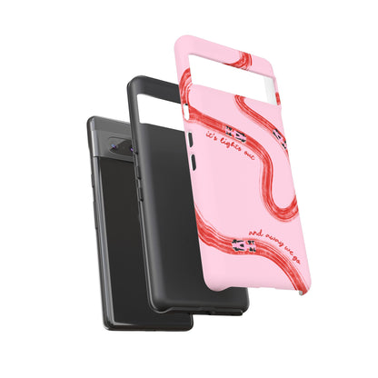 F1 Phone Case Pink and Red Painted "its lights out and away we go", Trendy F1 Gift, Formula 1 Gift, Cute F1 Phone Case, Unique Phone Case