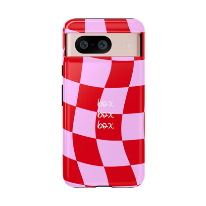 Pink and Red Checkered F1 Phone Case, Box Box Box F1 Phone Case