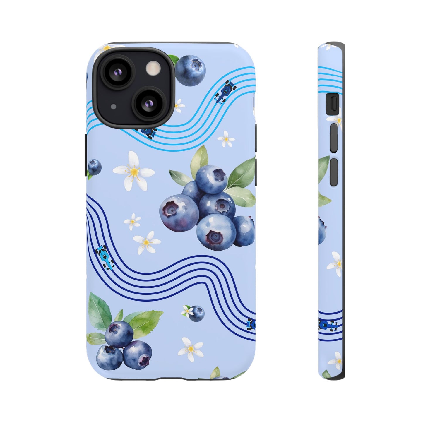 Blue F1 Williams and Blueberries Phone Case, Trendy F1 Gift, Formula 1 Gift, Cute Fruit F1 Phone Case, Unique Phone Case