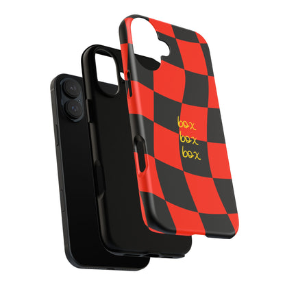 F1 Ferrari Black and Red Checkered Phone Case, Box Box Box F1 Phone Case