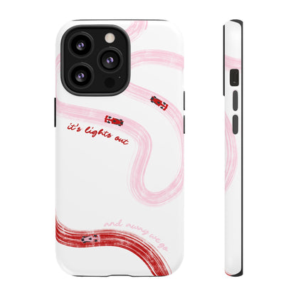 F1 Phone Case Pink and Red Painted "its lights out and away we go", Trendy F1 Gift, Formula 1 Gift, Cute F1 Phone Case, Unique Phone Case