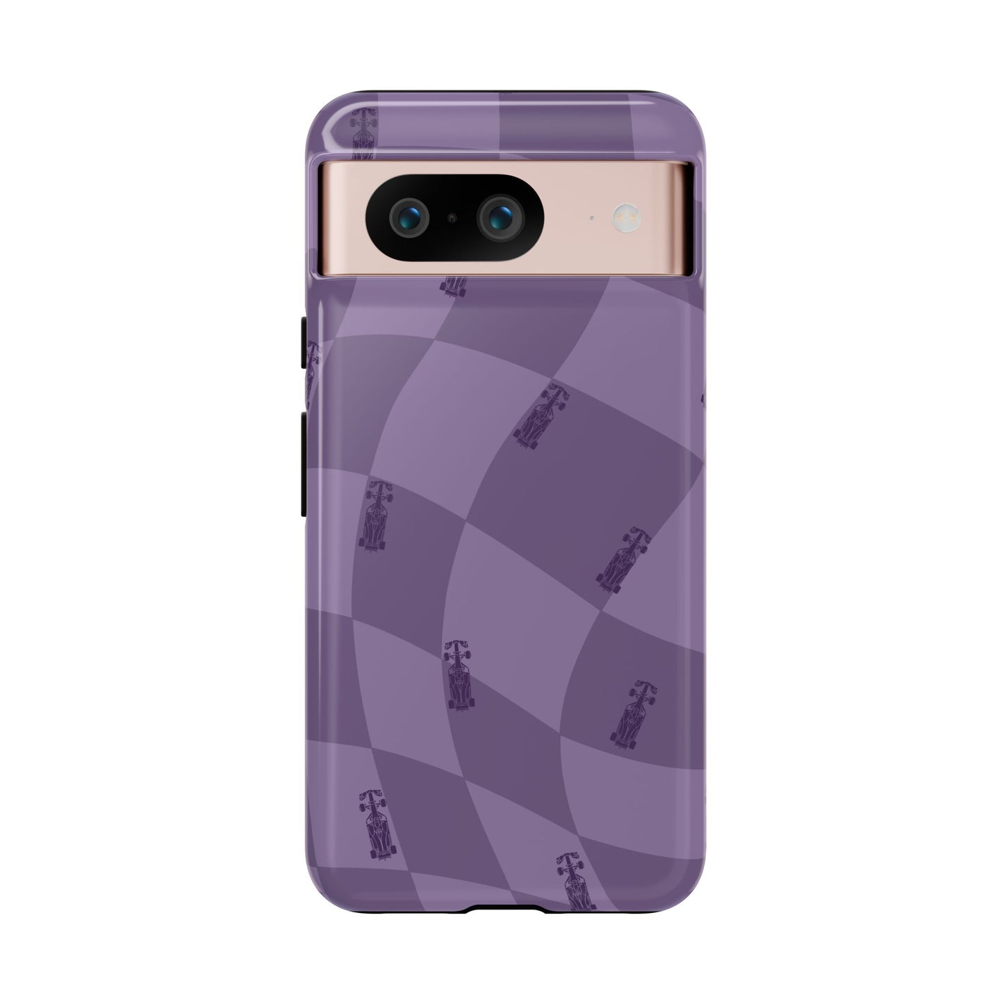 F1 Phone Case Purple Checkered Design, Trendy F1 Gift, Formula 1 Gift, Cute F1 Phone Case, Unique Formula One Phone Case