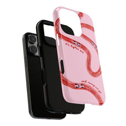 F1 Phone Case Pink and Red Painted "its lights out and away we go", Trendy F1 Gift, Formula 1 Gift, Cute F1 Phone Case, Unique Phone Case