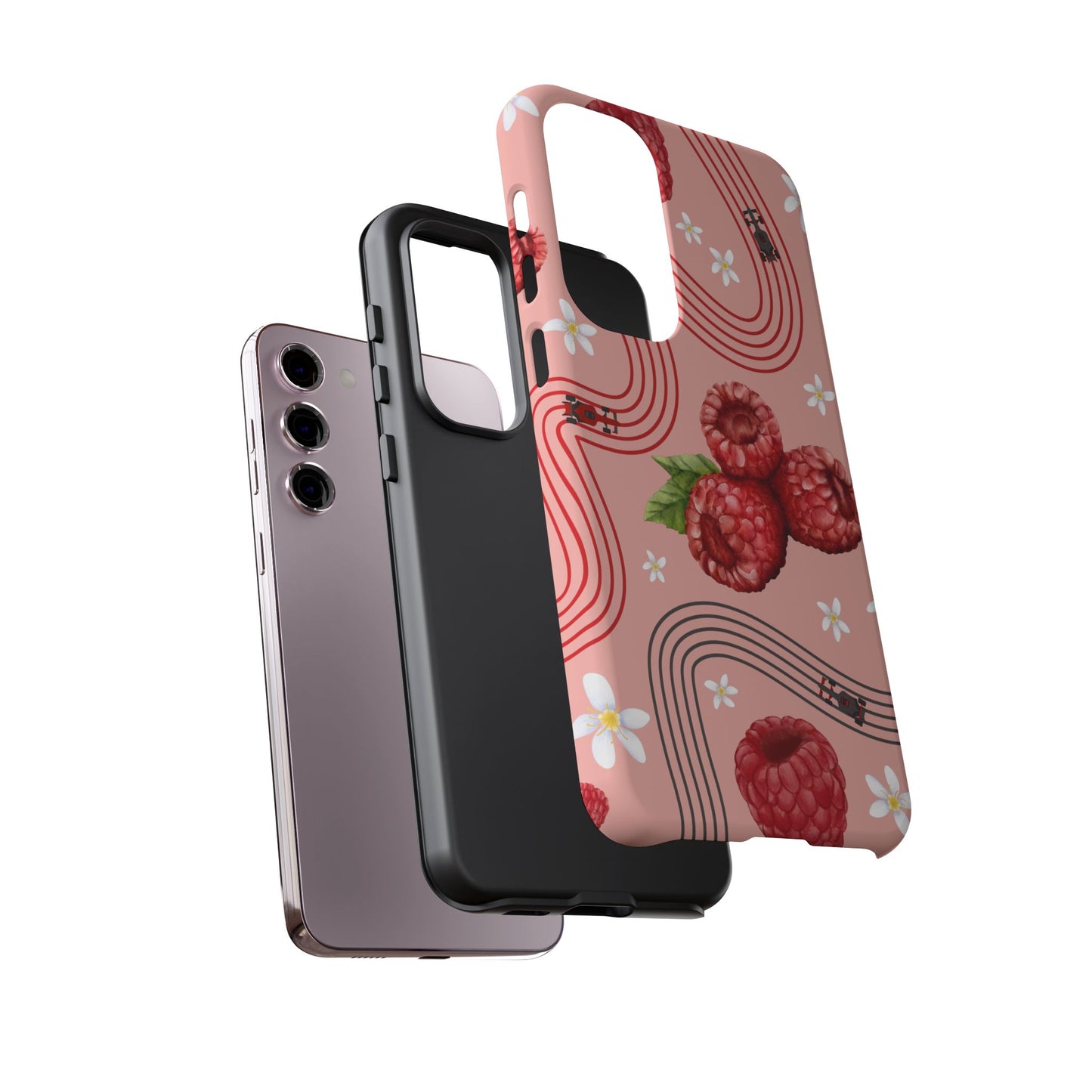 Red F1 Haas and Raspberries Phone Case, Trendy F1 Gift, Formula 1 Gift, Cute Fruit F1 Phone Case, Unique Phone Case