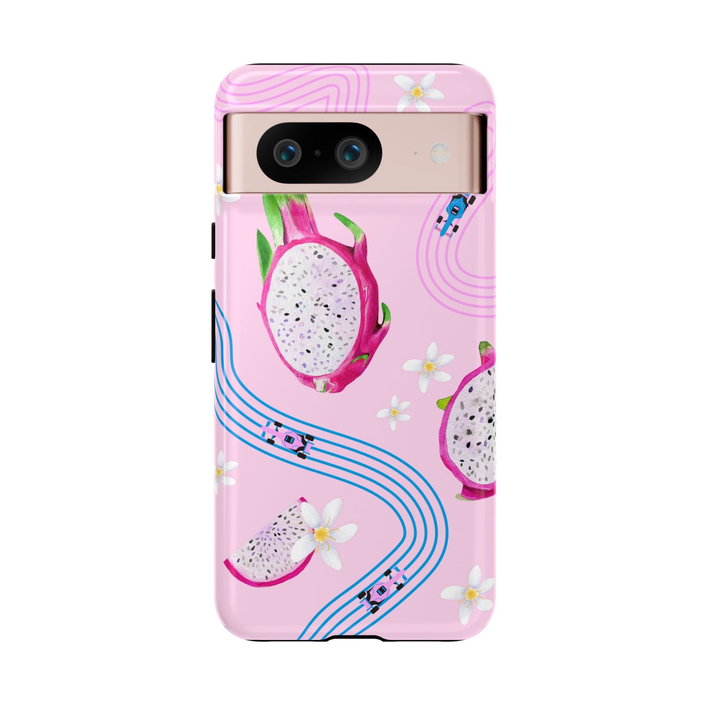 Pink F1 Alpine and Dragonfruit Phone Case, Trendy F1 Gift, Formula 1 Gift, Cute Fruit F1 Phone Case, Unique Phone Case