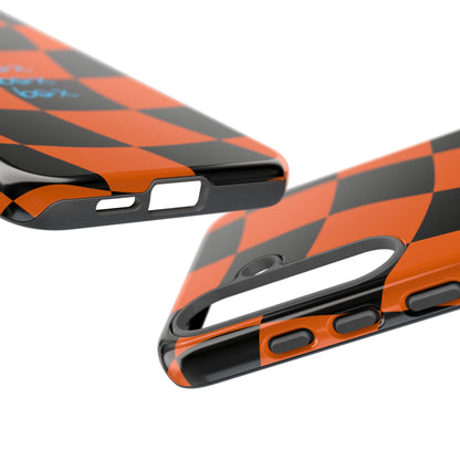 McLaren Orange and Black Checkered F1 Phone Case, Box Box Box F1 Phone Case