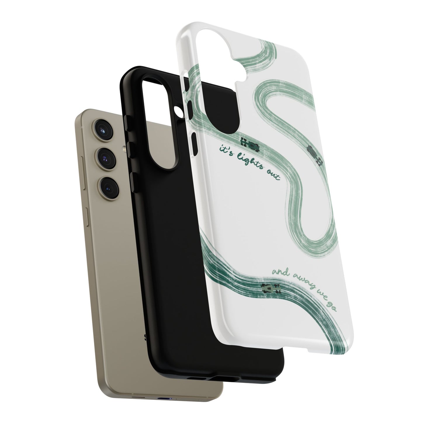 F1 Phone Case Green Painted "its lights out and away we go", Trendy F1 Gift, Formula 1 Gift, Cute F1 Phone Case, Gift for F1 Fans