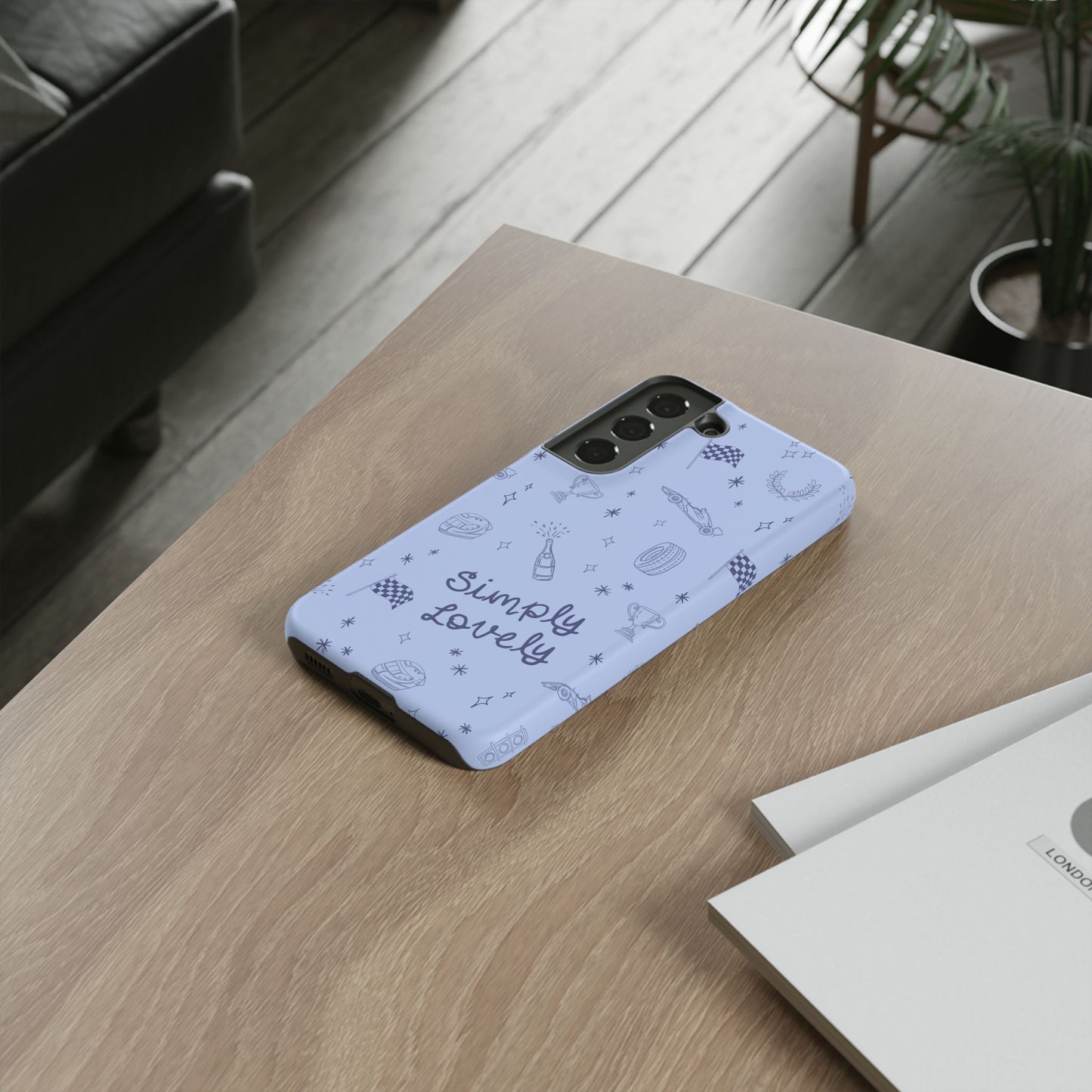 Blue Doodle "Simply Lovely" F1 Phone Case Design