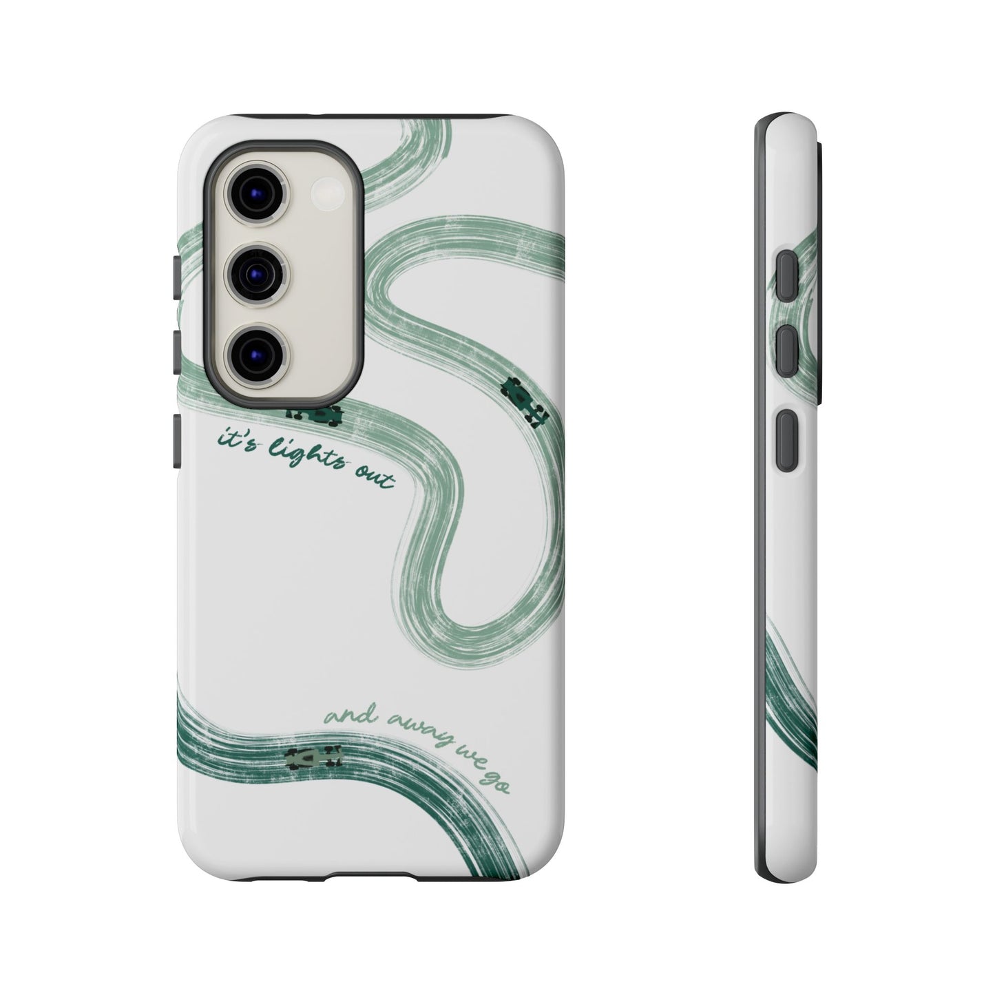 F1 Phone Case Green Painted "its lights out and away we go", Trendy F1 Gift, Formula 1 Gift, Cute F1 Phone Case, Gift for F1 Fans