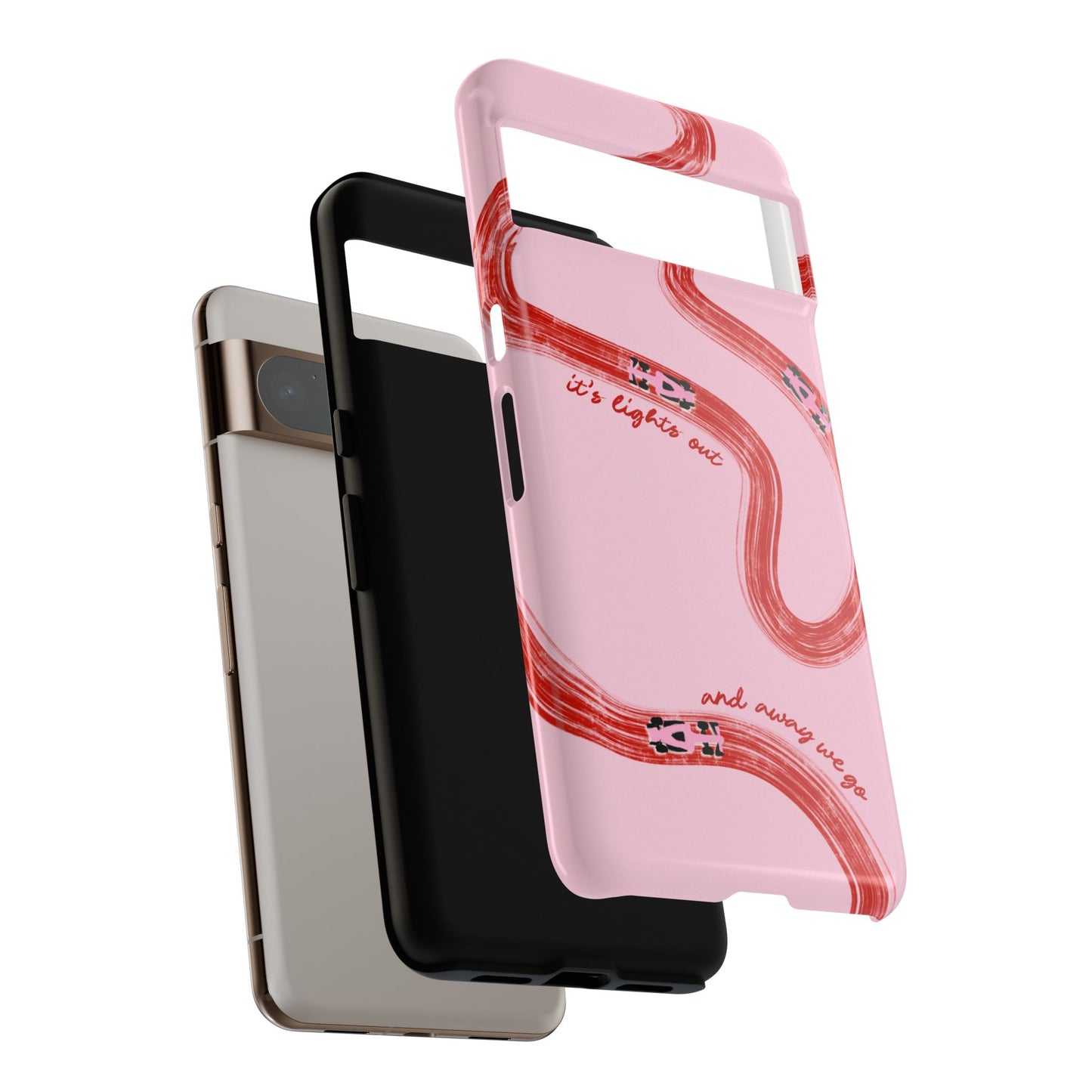 F1 Phone Case Pink and Red Painted "its lights out and away we go", Trendy F1 Gift, Formula 1 Gift, Cute F1 Phone Case, Unique Phone Case