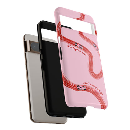 F1 Phone Case Pink and Red Painted "its lights out and away we go", Trendy F1 Gift, Formula 1 Gift, Cute F1 Phone Case, Unique Phone Case