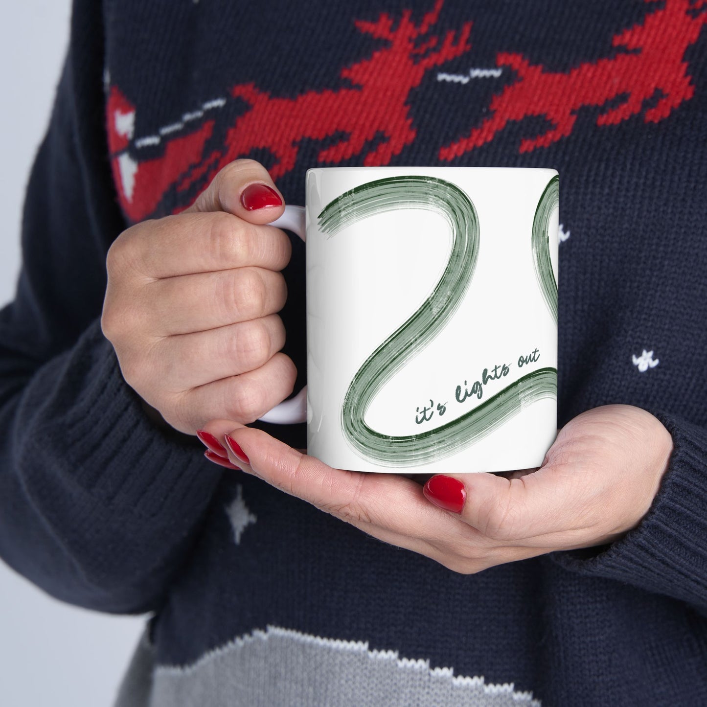 F1 Green Painted It's Lights Out and Away We Go Mug, Unique Gift for Coffee Lovers, Whimsical Formula 1 Gift