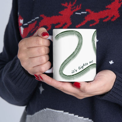 F1 Green Painted It's Lights Out and Away We Go Mug, Unique Gift for Coffee Lovers, Whimsical Formula 1 Gift