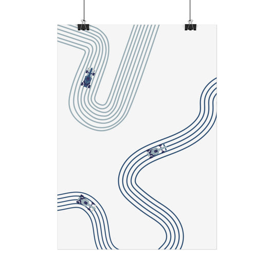 Abstract Blue F1 Giclée Print Poster | Minimalist F1 Art - EU SIZING (Physical Print)