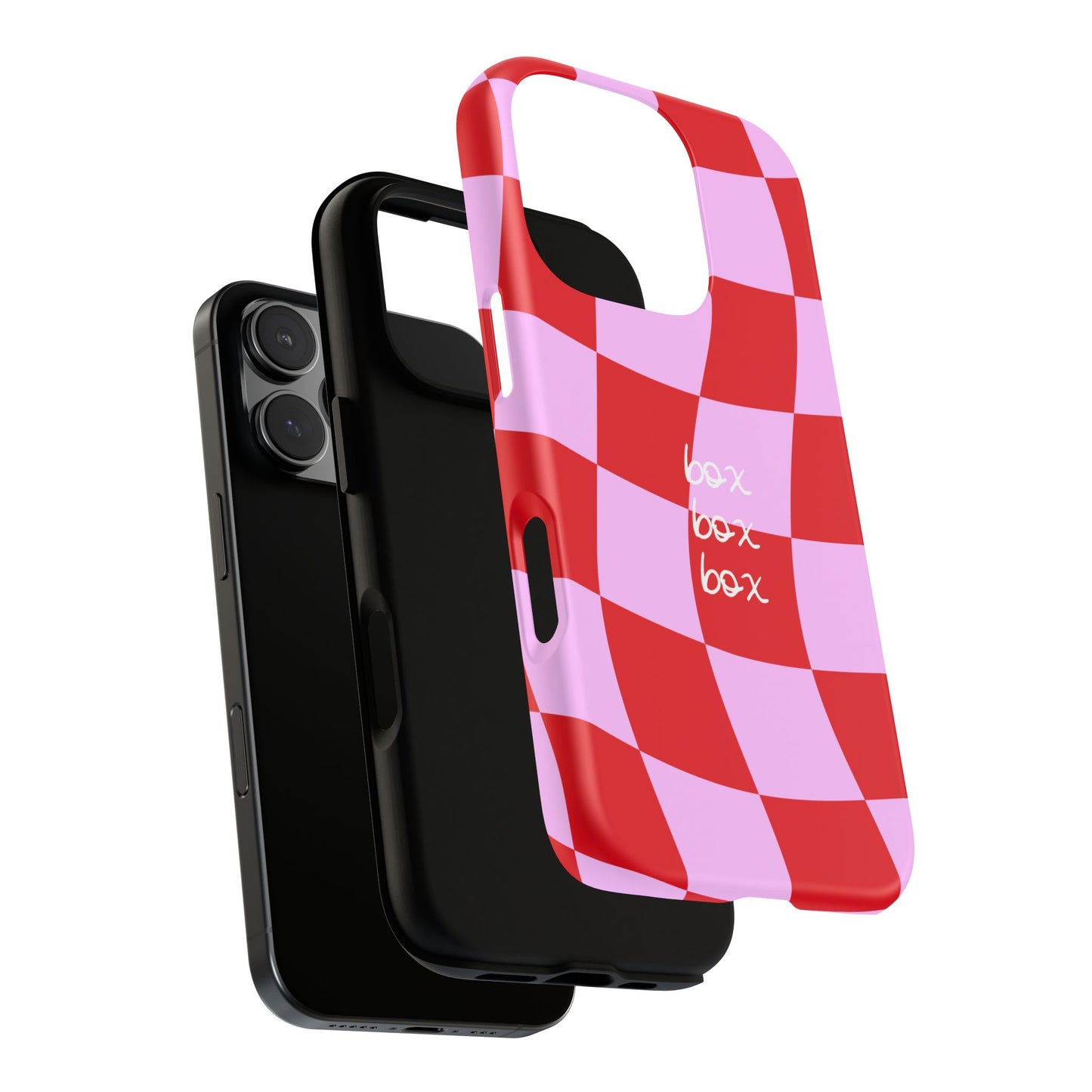 Pink and Red Checkered F1 Phone Case, Box Box Box F1 Phone Case