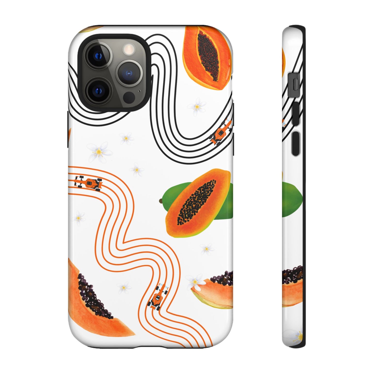 F1 McLaren and Papaya Phone Case , Trendy F1 Gift, Formula 1 Gift, Cute Fruit F1 Phone Case, Unique Phone Case
