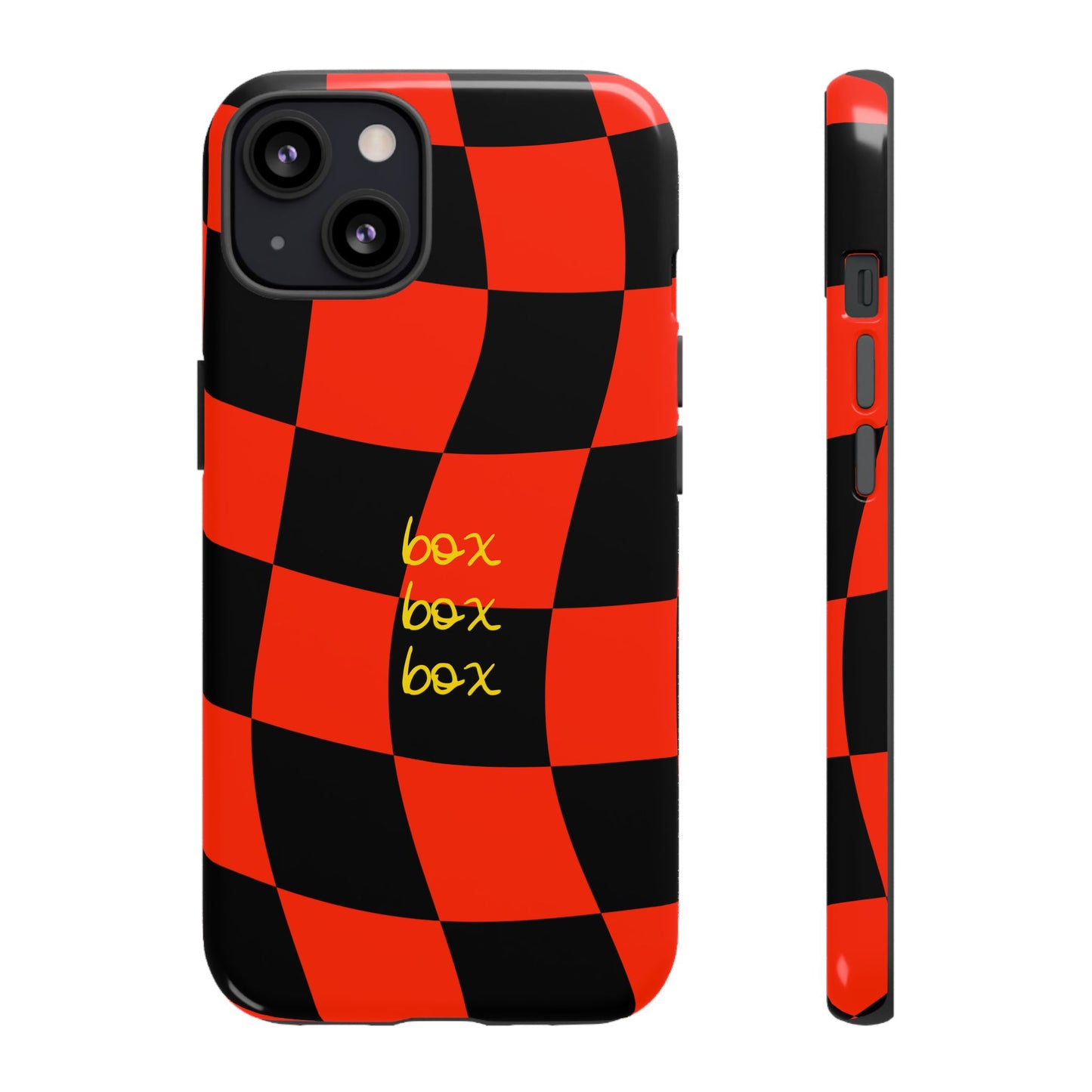 F1 Ferrari Black and Red Checkered Phone Case, Box Box Box F1 Phone Case
