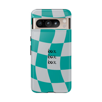 Mercedes Teal and Grey Checkered F1 Phone Case, Box Box Box F1 Phone Case