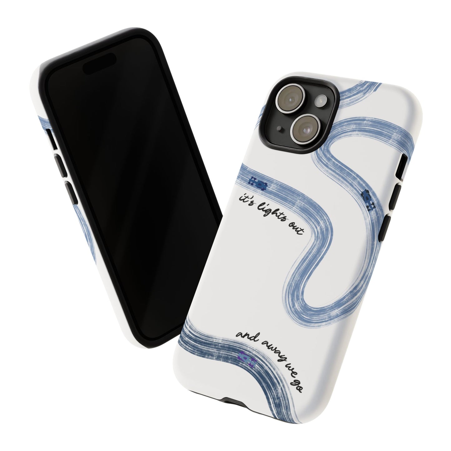 F1 Phone Case Blue Painted "its lights out and away we go", Trendy F1 Gift, Formula 1 Gift, Cute F1 Phone Case, Gift for F1 Fans